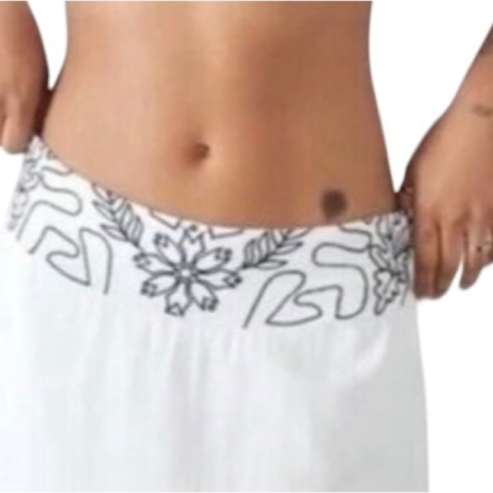 Free People Lotus White and Black Embroidered Long Skirt,Large - Picture 7 of 10